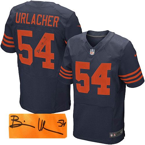 Nike Bears #54 Brian Urlacher Navy Blue Alternate Men's Stitched NFL Elite Autographed Jersey
